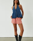 Gingham woven shorts. Elastic waistband. Side and back pockets. Fully lined. red gingham shorts. summer shorts. red boxer shorts. red gingham boxer shorts. cute casual outfit. cute lounge shorts