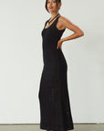 Crochet knit sleeveless maxi dress. Partially lined. black maxi dress. black crochet maxi dress. summer dress. evening dress. nice dinner dress