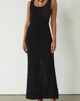 Crochet knit sleeveless maxi dress. Partially lined. black maxi dress. black crochet maxi dress. summer dress. evening dress. nice dinner dress