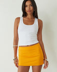 orange mini skirt. summer bottoms. summer skirt. going out outfit. going out skirt. summer outfit