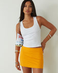 orange mini skirt. summer bottoms. summer skirt. going out outfit. going out skirt. summer outfit