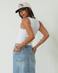 Ribbed knit tank top. Unlined. white rib tank. white tank top. basic tank top. white basic tank top.