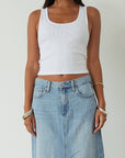Ribbed knit tank top. Unlined. white rib tank. white tank top. basic tank top. white basic tank top.