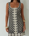 Crochet woven dress. Fixed straps. Fully lined. crochet mini dress. evening dress. nice dinner dress. summer dress.