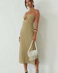 sage green maxi dress. green maxi dress. wedding guest dress. dress with side slit. evening dress. dress for nice dinner