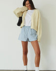 Gingham woven shorts. Elastic waistband. Side and back pockets. Fully lined. blue and white shorts. blue and white gingham shorts. blue and white boxer shorts. gingham checked boxer shorts. summer shorts. cute casual. lounge shorts