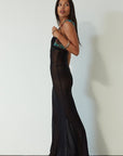 Knit mesh maxi dress. Strapless neckline. Front metal detail. Unlined. black maxi dress. black mesh maxi dress. mesh maxi dress. strapless maxi dress. mexico trip outfit. florida outift. evening dress. vacation dress.