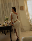 Knit lace top. Asymmetric neckline. Ruched sides. Fully lined. European summer tank top. European summer aesthetic. Tuscany outfit inso. Tuscany aesthetic. Summer tank top. white tank top. summer outfit. everyday tank top. vacation top. outfit to wear to tuscany. going out top. day tank top. coquette tank top. white lace tank top. white off the shoulder top.