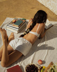 European summer vacation. European summer outfit. European summer. European summer set. European summer aesthetic. Tuscany outfit inso. Tuscany aesthetic. Summer top. bralette and short set. loungewear. cute loungewear. white lounge set. white loungewear set. white cotton set.