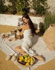 Ribbed knit maxi dress. Fixed straps. Faux front button down closure. Unlined. European summer. European summer dress. European summer aesthetic. Tuscany outfit inso. Tuscany aesthetic. Summer dress. white dress. white maxi dress. summer outfit. everyday dress. vacation dress. outfit to wear to tuscany. cover up. beach cover up. dress cover up