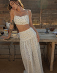 Floral printed ruched woven crop top. Adjustable straps. Side zipper closure. Elastic smocked back. Fully lined. European summer aesthetic. Tuscany outfit inso. Tuscany aesthetic. Summer top. floral cropped tank top. summer outfit. vacation top. outfit to wear to tuscany. skirt and tank top set. day outfit. wine tasting outfit. bridal shower outfit. engagement party dress.