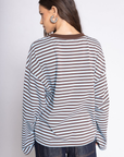 Striped long sleeve top
Crewneck
Unlined
blue and brown striped long sleeve top