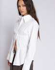 white Long sleeve collared top
Button down top
Ruched waist/back
Length: 32"
100% Cotton
cute business casual long sleeve top