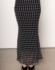 black and white Polka dot maxi skirt
Side zipper closure
Lined