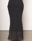 black and white Polka dot maxi skirt
Side zipper closure
Lined