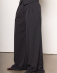 grey Trouser pant
Fold over waistband
Clasp zipper closure
Lined
Dark grey slack pants
holiday outfit
Office wear pant