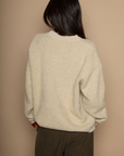Fuzzy boucle knit sweater. Crewneck. Unlined. beige sweater. fall sweater. winter sweater. bone sweater