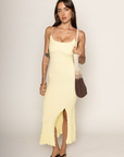 yellow Textured maxi dress
Side slit
Has stretch
Unlined
yellow wedding guest dress
summer maxi dress
beach vacation dress