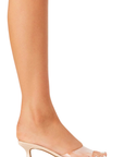 Single clear strap kitten heel
Open toe cap
Slip-on style
5.6cm kitten heel
Synthetic upper