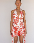 Floral mesh halter mini dress
Side hanging fringe
Neck and back adjustable tie
Open back
Lined
resort mini dress
white and red floral mini dress
summer mini dress
spring mini dress
vacation mini dress