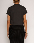 black Graphic printed cropped t-shirt
Crewneck neckline
Short sleeve
Unlined
baguette tee
summer tee