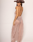 Chiffon checkered printed maxi dress
Halter neck
Deep plunge neckline
Thigh-high slit
Side zipper closure
Unlined/sheer
gingham printed sheer dress
sheer cover up
resort wear cover up dress