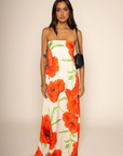 Strapless floral maxi dress
Back clasp closure
Elastic band
summer maxi dress
loral wedding guest dress