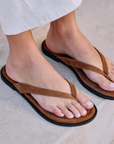 brown Suede flip-flop sandal
Suede upper
Manmade outsole
Suede lining
Padded insole
Slip-on style
Runs small - sizing up 1 whole size is recommended