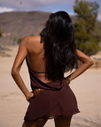 brown Tiered halter mini dress
Front and back cowl drape
Adjustable neck tie
Lined
coachella outfit
coachella dress
stagecoach outfit
stagecoach dress
festival outfit