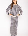 blue and beige striped lounge knit set
christmas loungewear set
winter lounge outfit
cozy outfit