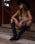 Embroidered knit corset
Adjustable halter tie neck
Front lace up closure
Back hook and eye and zipper closures
Fully lined
Studded details
Coachella outfit
Stagecoach outfit
Festival Outfit
