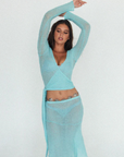 light blue Knit crochet midi skirt
Seaside-inspired skirt
Crafted in a soft and breathable spandex yarn blend
resort wear cover up
pool coverup