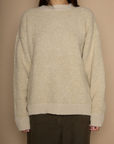 Fuzzy boucle knit sweater. Crewneck. Unlined. beige sweater. fall sweater. winter sweater. bone sweater