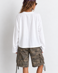white Smooth long sleeve top
Crew neckline
Unlined
white long sleeve