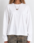 white Smooth long sleeve top
Crew neckline
Unlined
white long sleeve