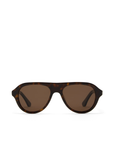 Oversized aviator frame
Featuring a straight brow line
Teardrop-shaped lenses
Distinctive keyhole bridge
Thick, structured frame with sculptural finish
tortoise frame with brown lens aviator sunglasses