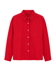 red Button down top
Long sleeve
Collared
Unlined
fall transition top