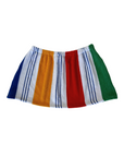 Colorful striped skirt
yellow green and blue Striped printed towel skirt
Elastic waistband
Unlined
Up-cycled
Each towel is up-cycled - there may be imperfections
retro towel skirt