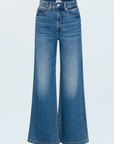 Relaxed, ultra wide leg silhouette
High rise waist
Comfort stretch denim
Waist: 26" / Rise: 12" / Length: 33"
Cotton/Spandex
medium wash blue denim jeans