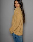 Fuzzy boucle knit sweater. Crewneck. Unlined. tan sweater. everyday sweater. fall sweater. winter sweater. carmel sweater