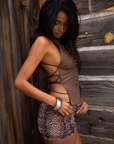 brown Faux leather halter top
Studded front detail
Adjustable lace up front tie
Open back
Adjustable lace up tie back
Lined
coachella top outfit
stagecoach top outfit
festival top outfit