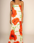 Strapless floral maxi dress
Back clasp closure
Elastic band
summer maxi dress
loral wedding guest dress