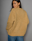 Fuzzy boucle knit sweater. Crewneck. Unlined. tan sweater. everyday sweater. fall sweater. winter sweater. carmel sweater