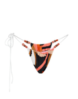 Ultra-slender double side ties adorned with artisanal beads.
Gallery-inspired abstract print is where bold meets bare in this skimpy, high-cut design.
Adjustable side tie