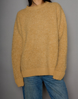 Fuzzy boucle knit sweater. Crewneck. Unlined. tan sweater. everyday sweater. fall sweater. winter sweater. carmel sweater