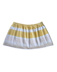 yellow and white Striped printed towel skirt
Elastic waistband
Unlined
Up-cycled
Each towel is up-cycled - there may be imperfections