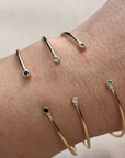 18k Gold Filled Open CZ Cuff Bracelet
60mm diameter - adjustable sizing
Hypoallergenic jewelry
Nickel Free
Water-resistant
