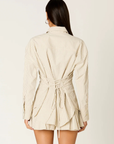cream Oversized striped shirt
Button down closure
Lace up tie detail at back to adjust for a more fitted look
Shell buttons
Unlined