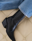 black leather ankle western boot