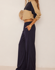 blue Satin pant
Elastic waistband
Unlined